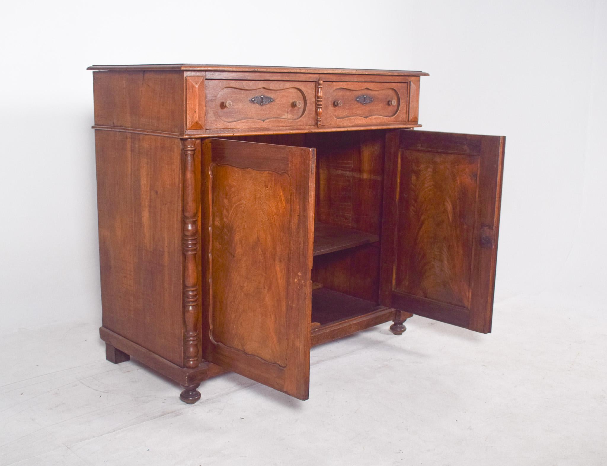 Antique Rustic Cupboard with Two Doors and Two Drawers For Sale 3