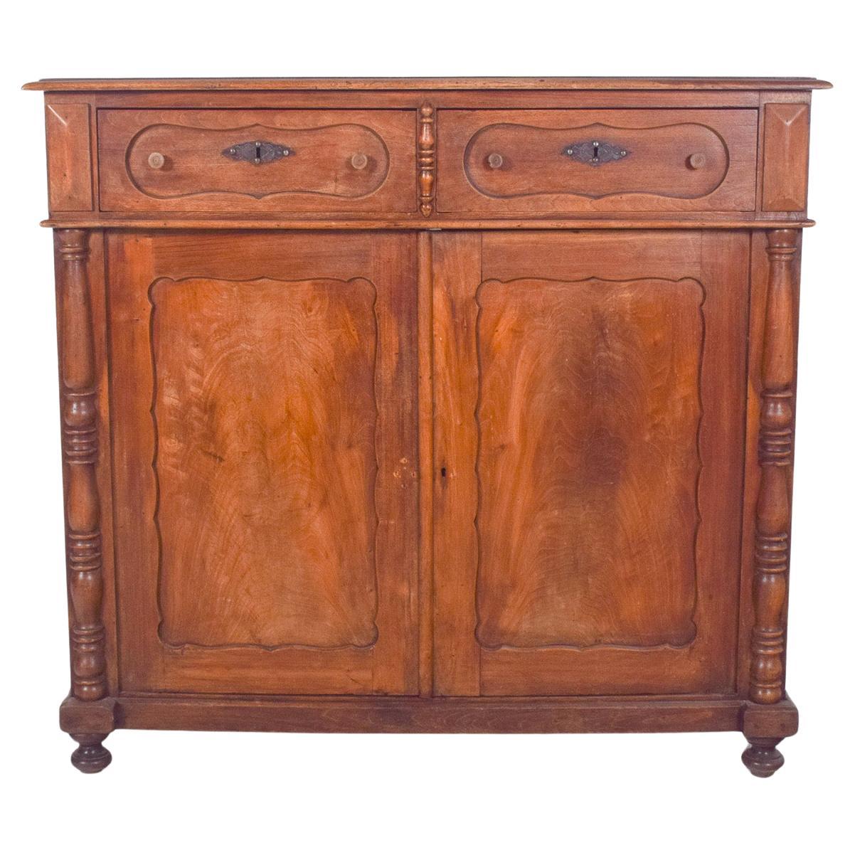 Antique Rustic Cupboard with Two Doors and Two Drawers