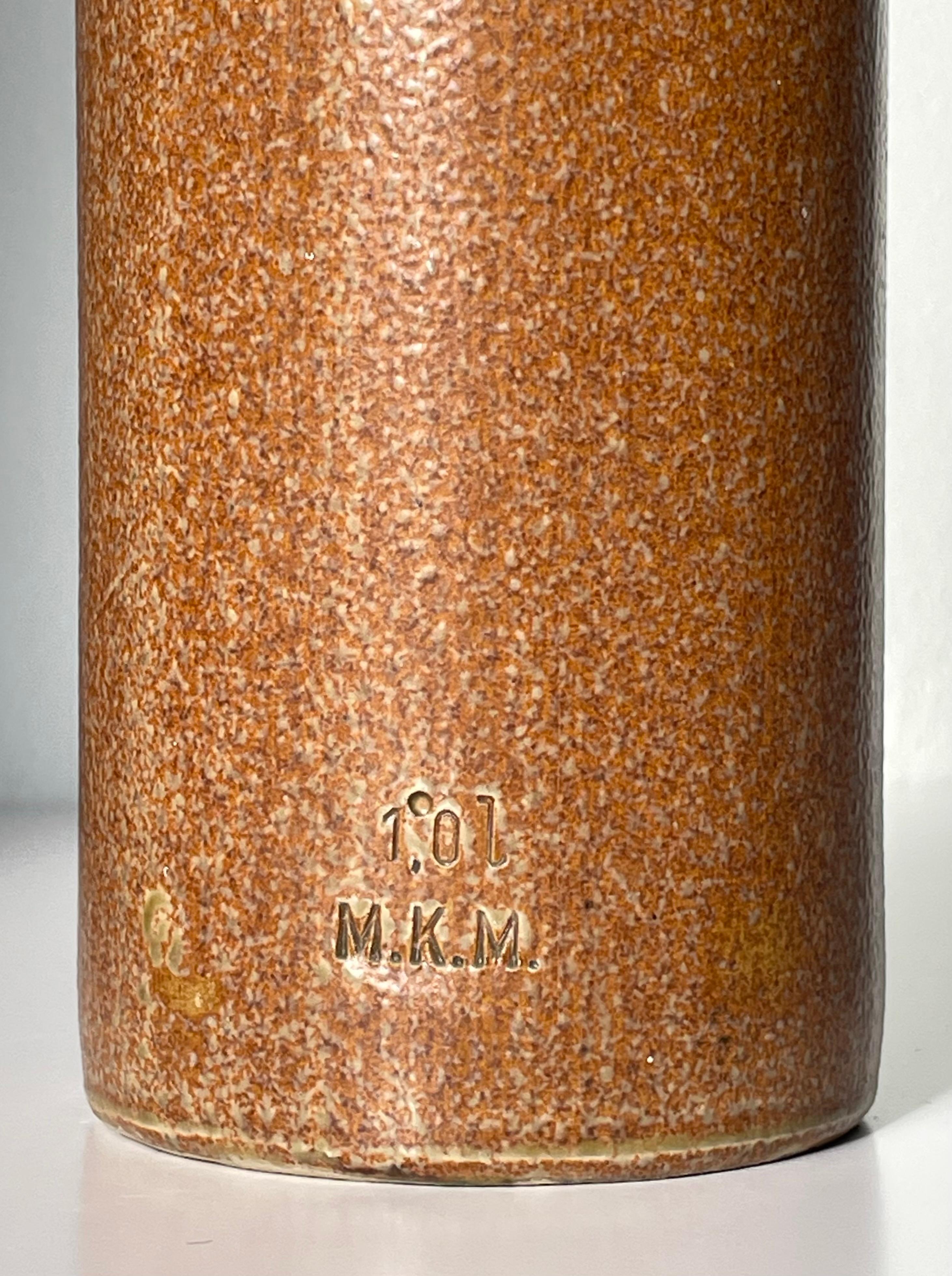 Ceramic MKM Antique Rustic Cylinder 1930s Bottle Vase For Sale