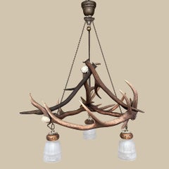 Antique Rustic Deer Antler Chandelier