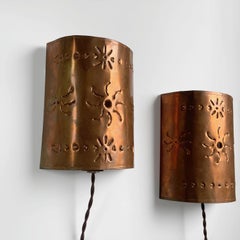 Antique Rustic Demilune Copper Metal Wall Lights - Rewired for US - plug in