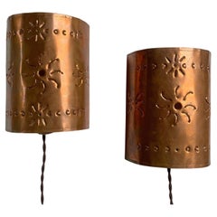 Antique Rustic Demilune Copper Metal Wall Lights - Rewired for US - plug in