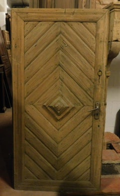 Antique Rustic Door in Blond Larch, Italian Mountain, 1800
