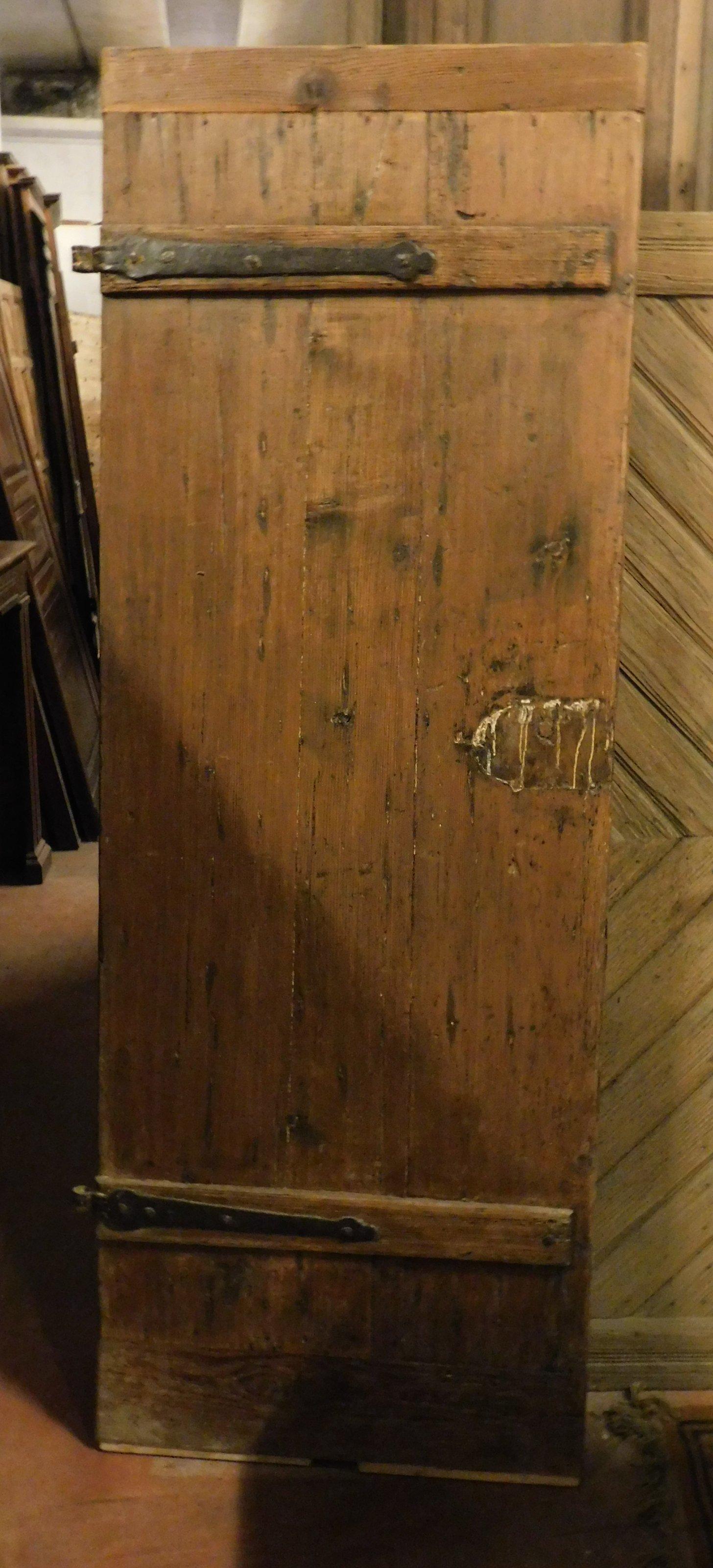 Antique Rustic Door in Blond Larch, Italian Mountain, 1800 In Good Condition In Cuneo, Italy (CN)