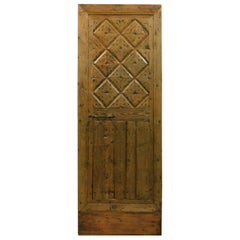 Antique Rustic Door in Blond Larch, Italian Mountain, 1800