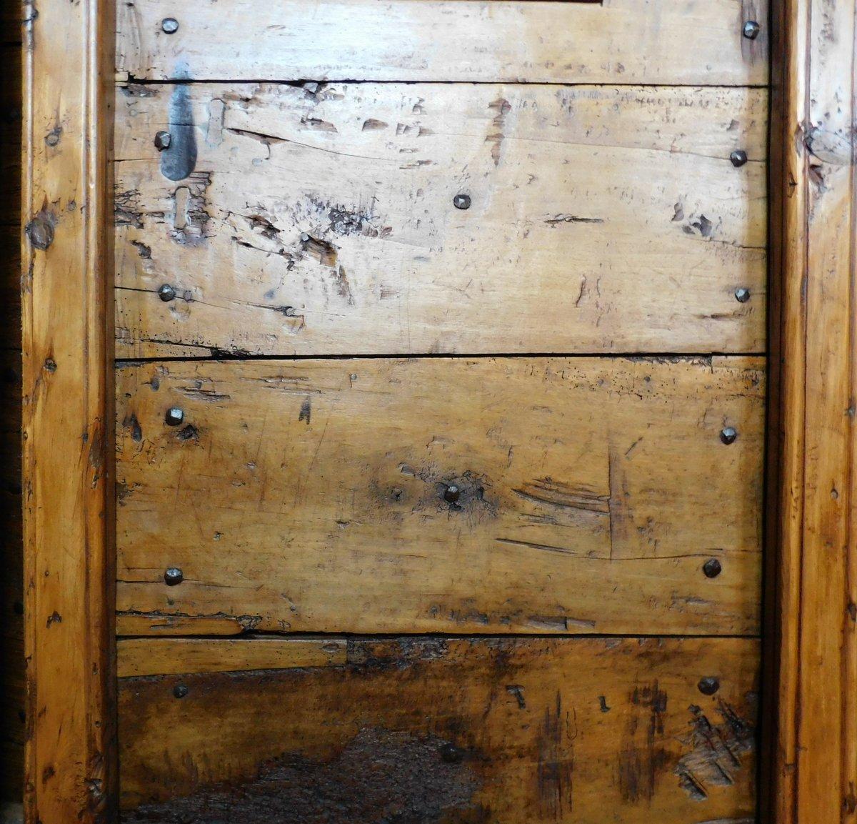 Antique Rustic Door with Window and Original Frame, 19th Century Italy