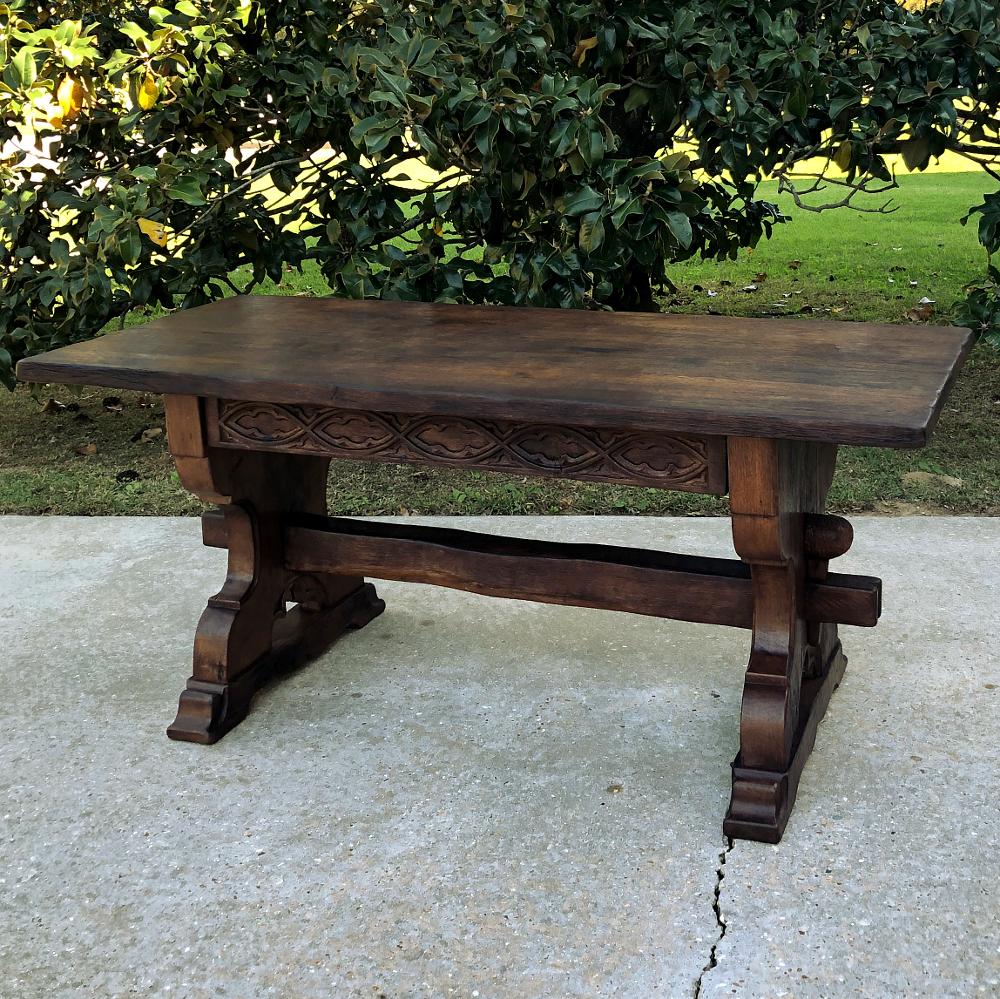 Hand-Crafted Antique Rustic Dutch Gothic Library Table