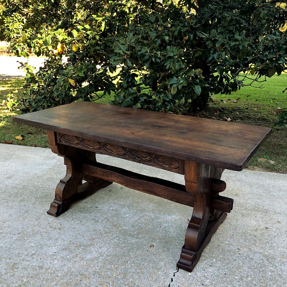 Antique Rustic Dutch Gothic Library Table In Good Condition In Dallas, TX