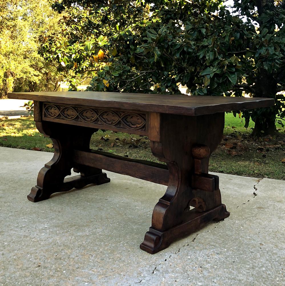 20th Century Antique Rustic Dutch Gothic Library Table