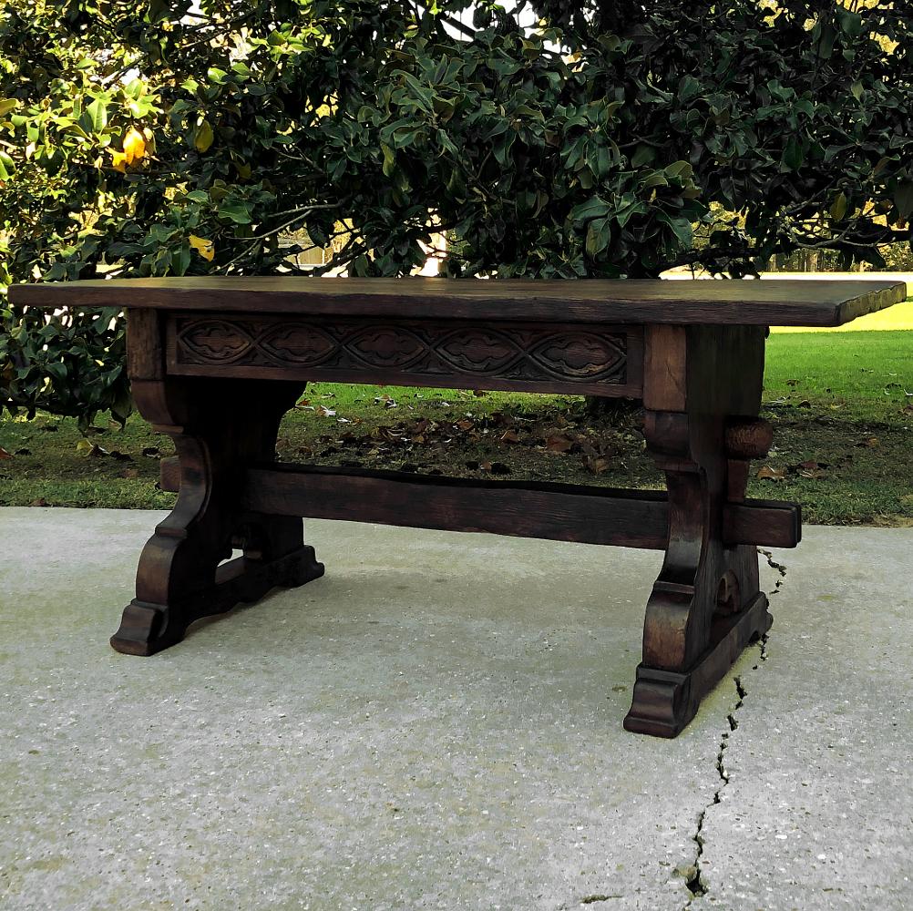 Oak Antique Rustic Dutch Gothic Library Table