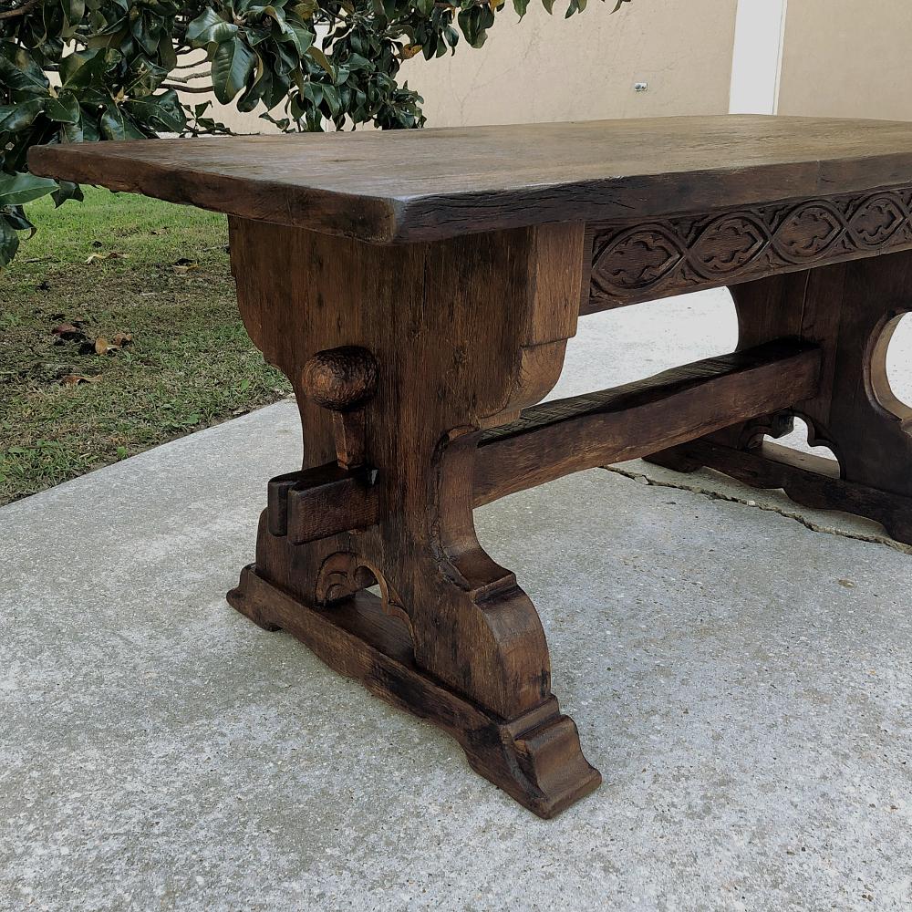 Antique Rustic Dutch Gothic Library Table 1