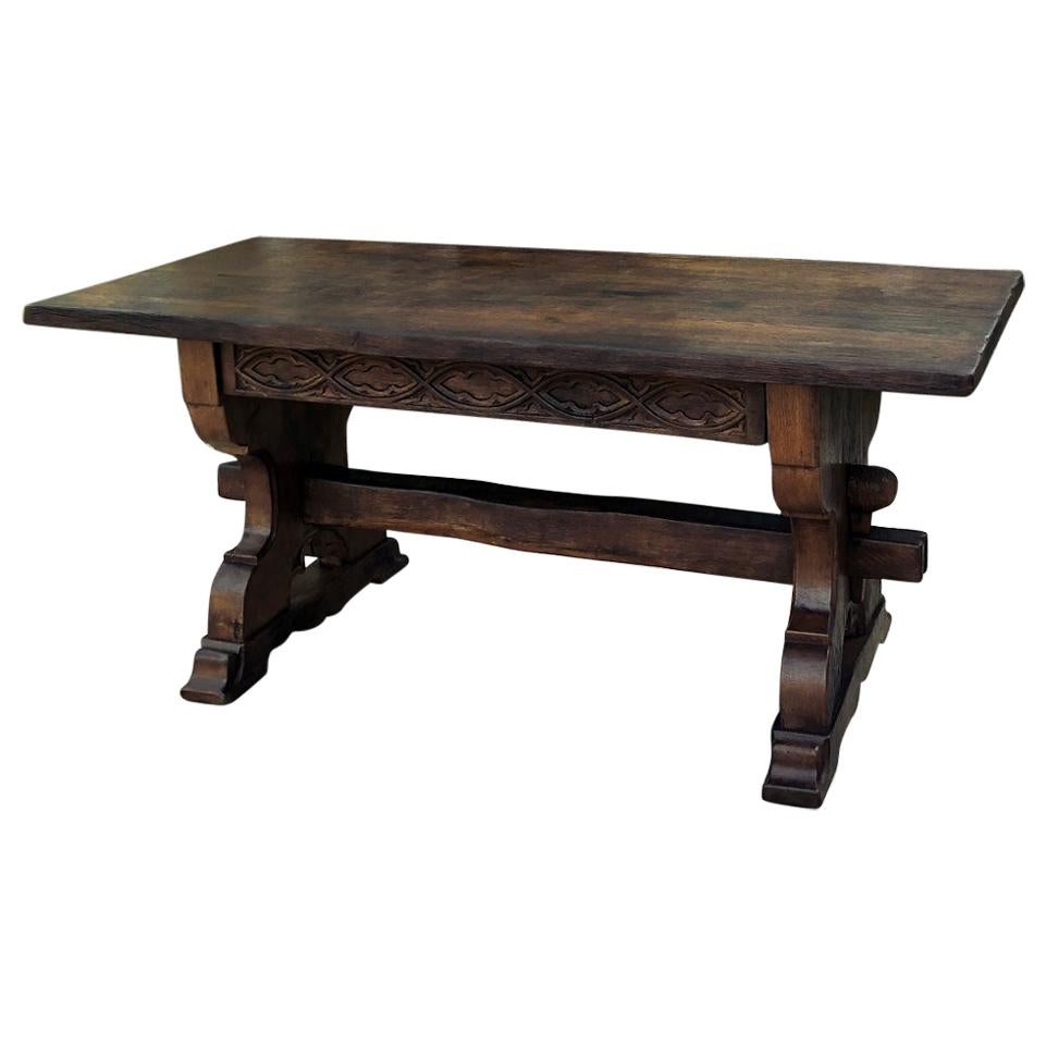 Antique Rustic Dutch Gothic Library Table