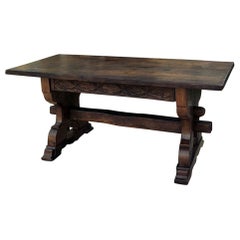 Antique Rustic Dutch Gothic Library Table