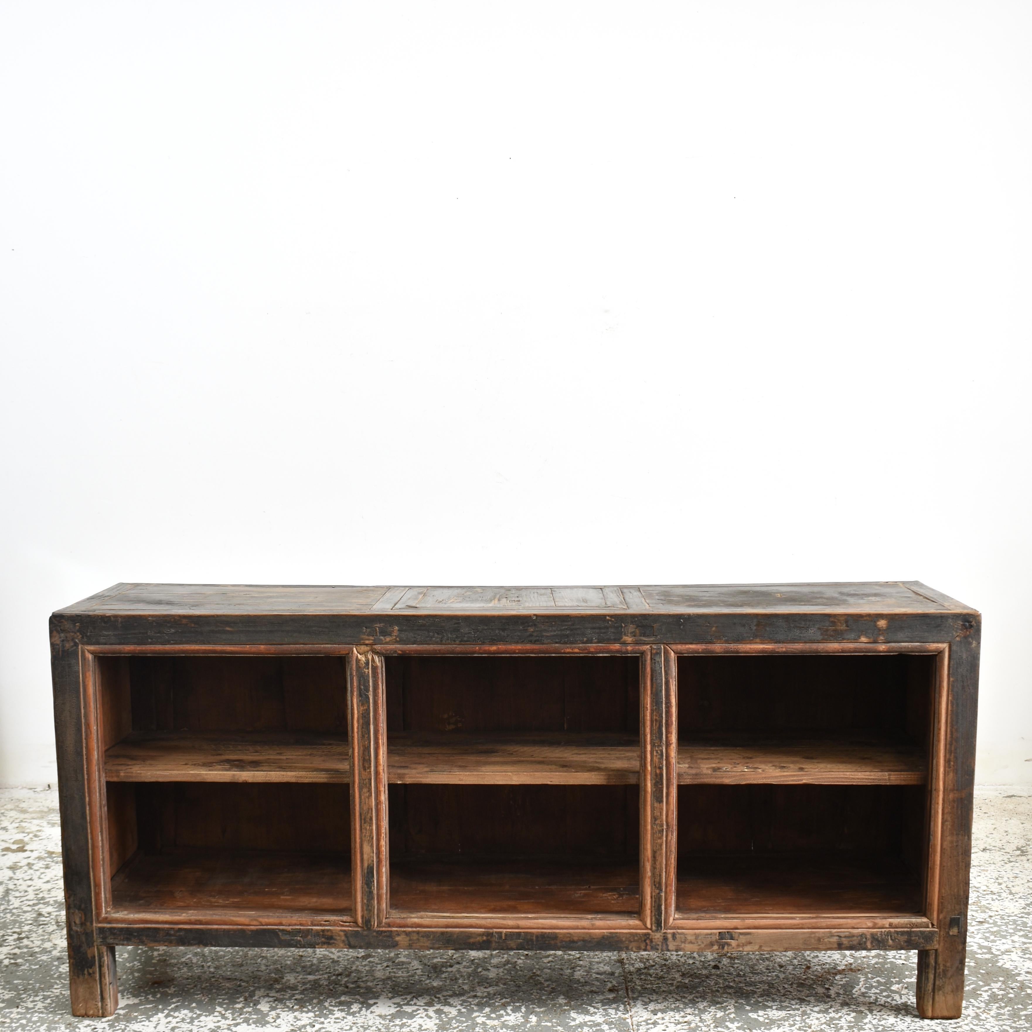 Antique Rustic Elm Haberdashery Kitchen Island Storage Sideboard For ...