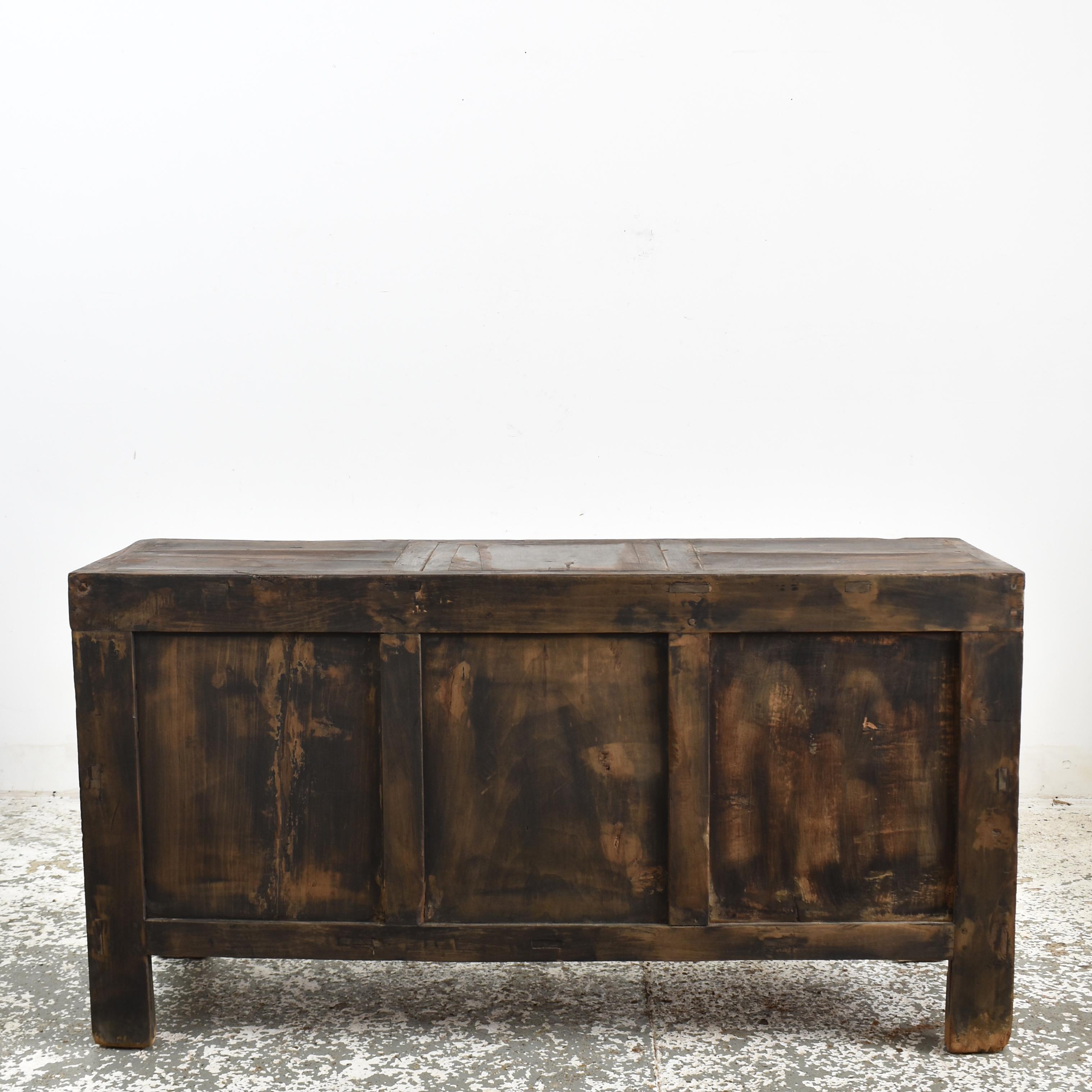 Antique Rustic Elm Haberdashery Kitchen Island Storage Sideboard In Distressed Condition For Sale In Stockbridge, GB