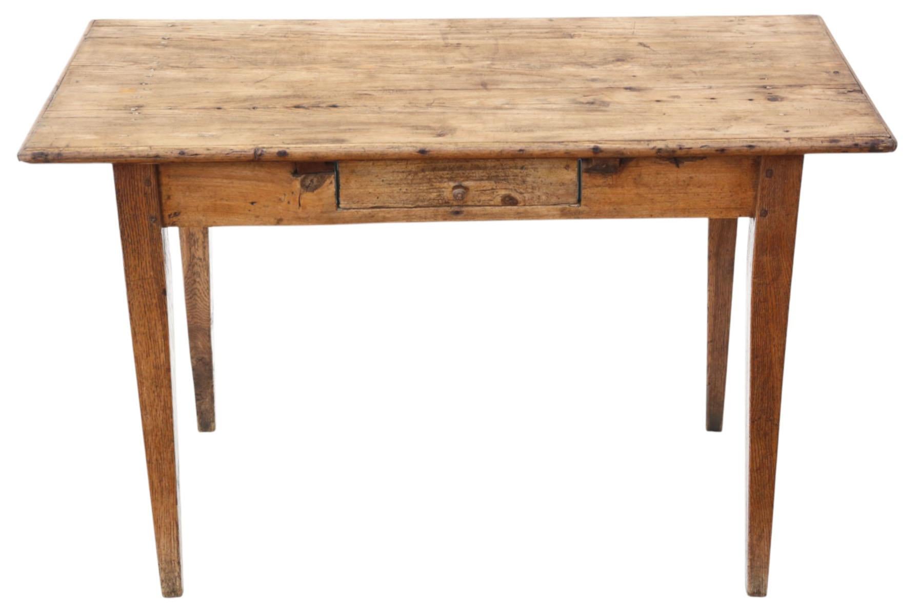 Antique Rustic 18th / 19th Century Elm & Pine Writing Desk – Versatile Kitchen, Dining, or Dressing Table

A charming and practical antique table dating from the late 18th to early 19th century, expertly crafted from solid elm and pine. This