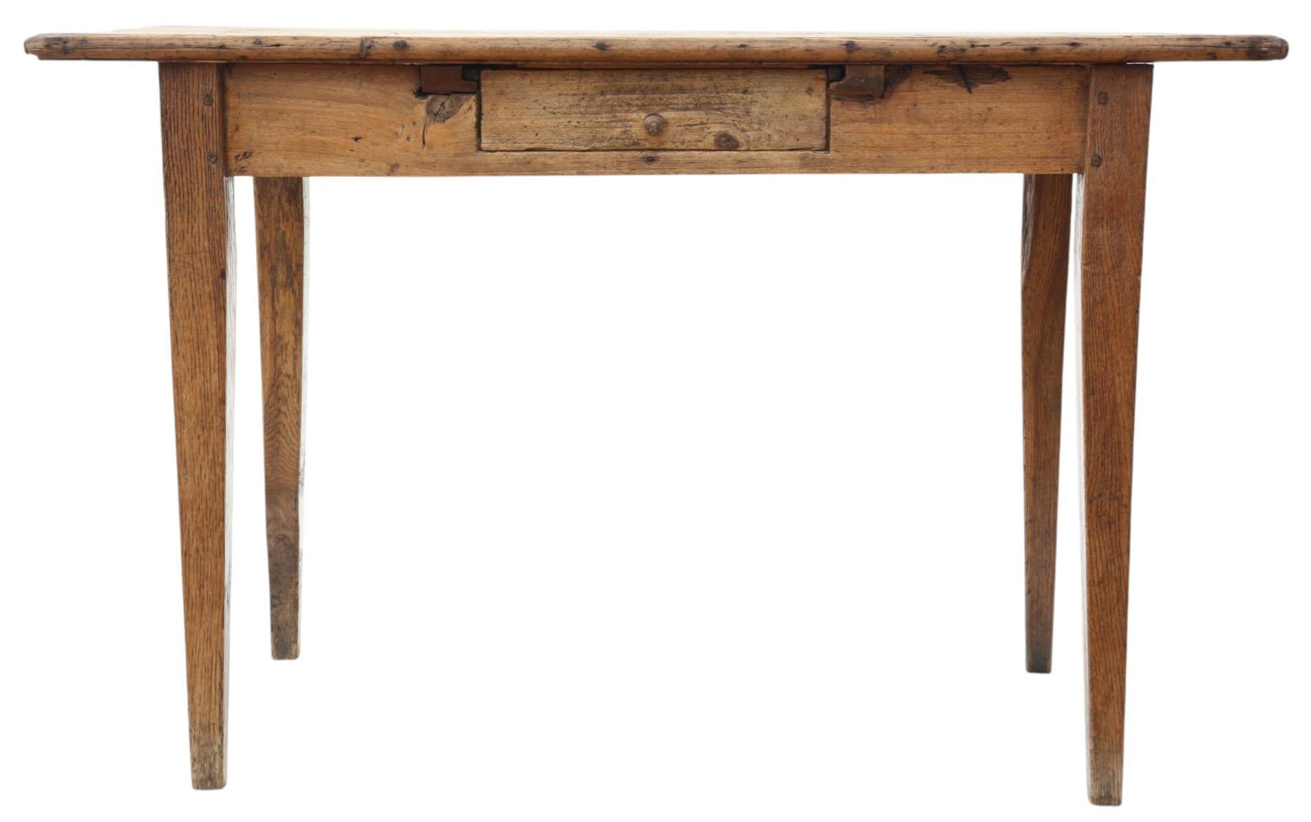 Antique Rustic Elm & Pine Writing Desk – Small Kitchen Dining Table Dressing In Good Condition For Sale In Wisbech, Cambridgeshire