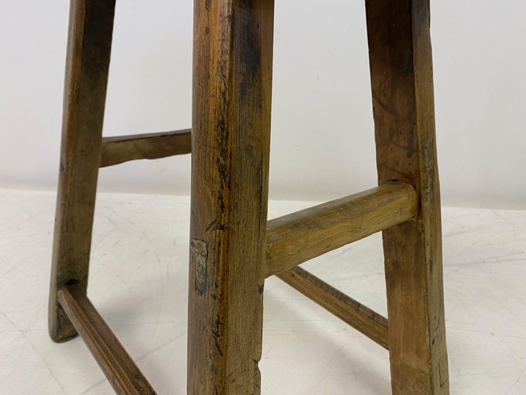Antique Rustic Elm Stool For Sale at 1stDibs