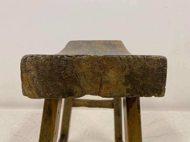 Antique Rustic Elm Stool For Sale at 1stDibs