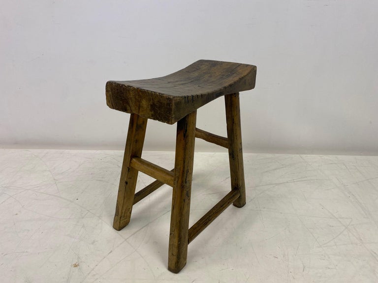 Antique Rustic Elm Stool For Sale at 1stDibs