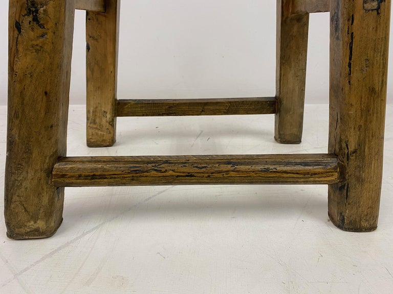 Antique Rustic Elm Stool For Sale at 1stDibs