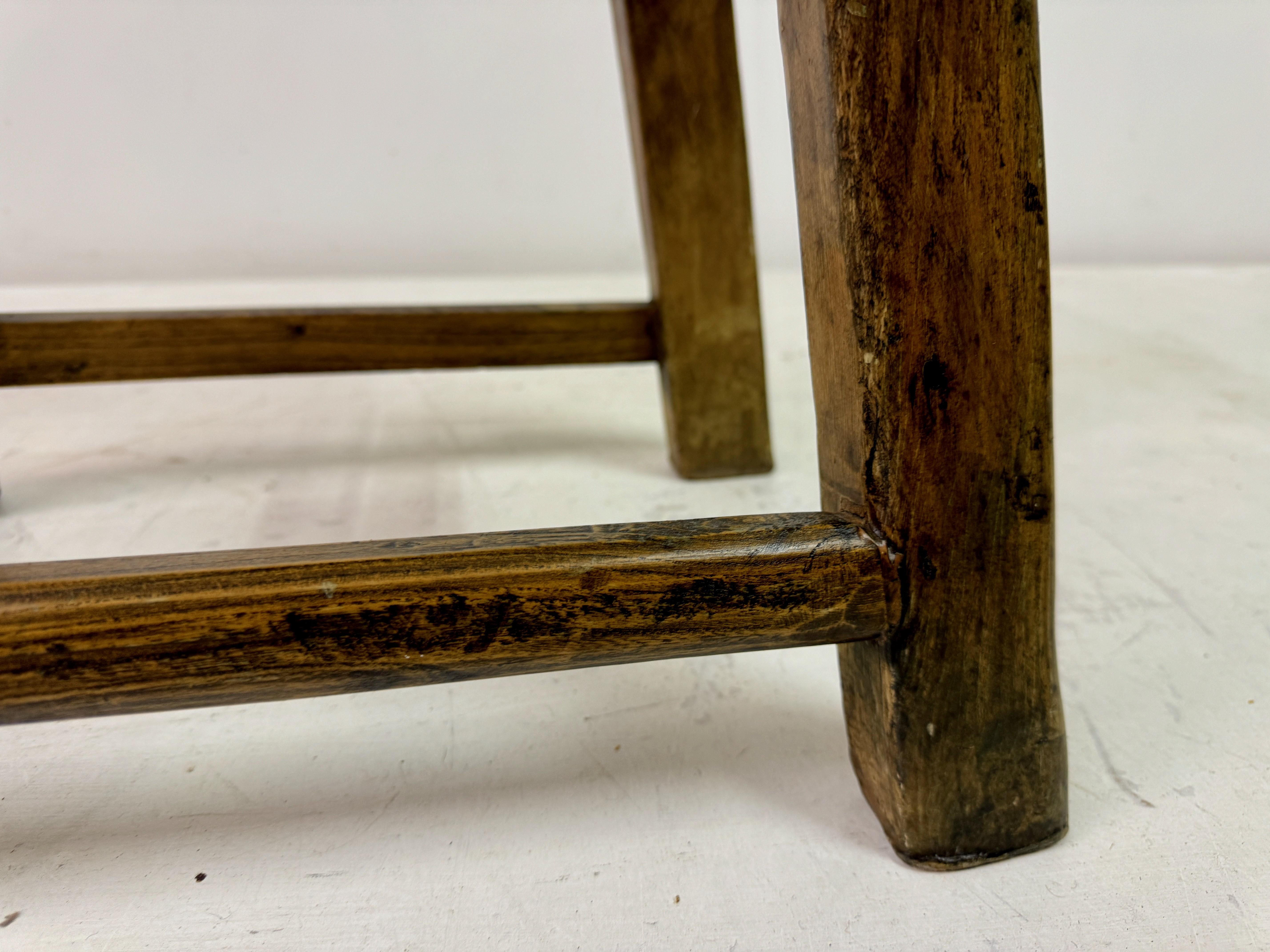 19th Century Antique Rustic Elm Stool For Sale