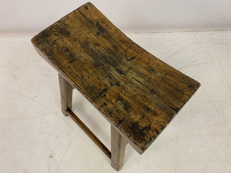 Antique Rustic Elm Stool For Sale at 1stDibs