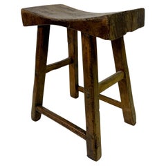 Antique Rustic Elm Stool