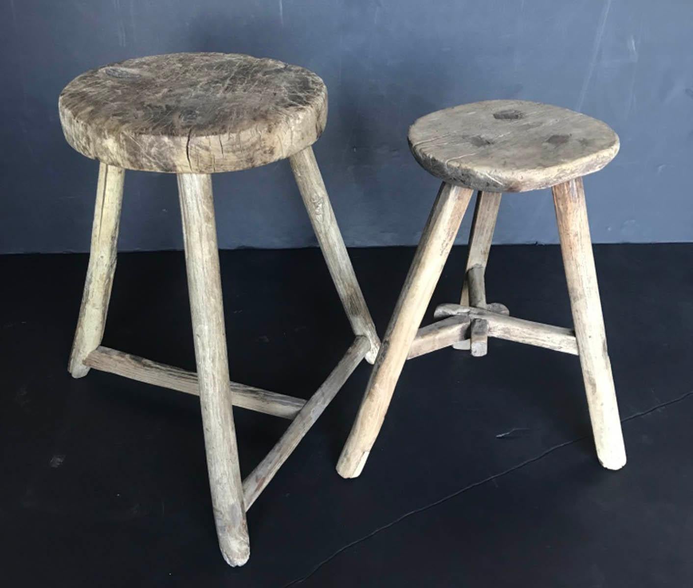 antique elm stools