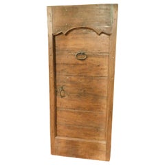 Antique Rustic Entrance Door with Nails and Milling, Brown Walnut, 1700 Italy