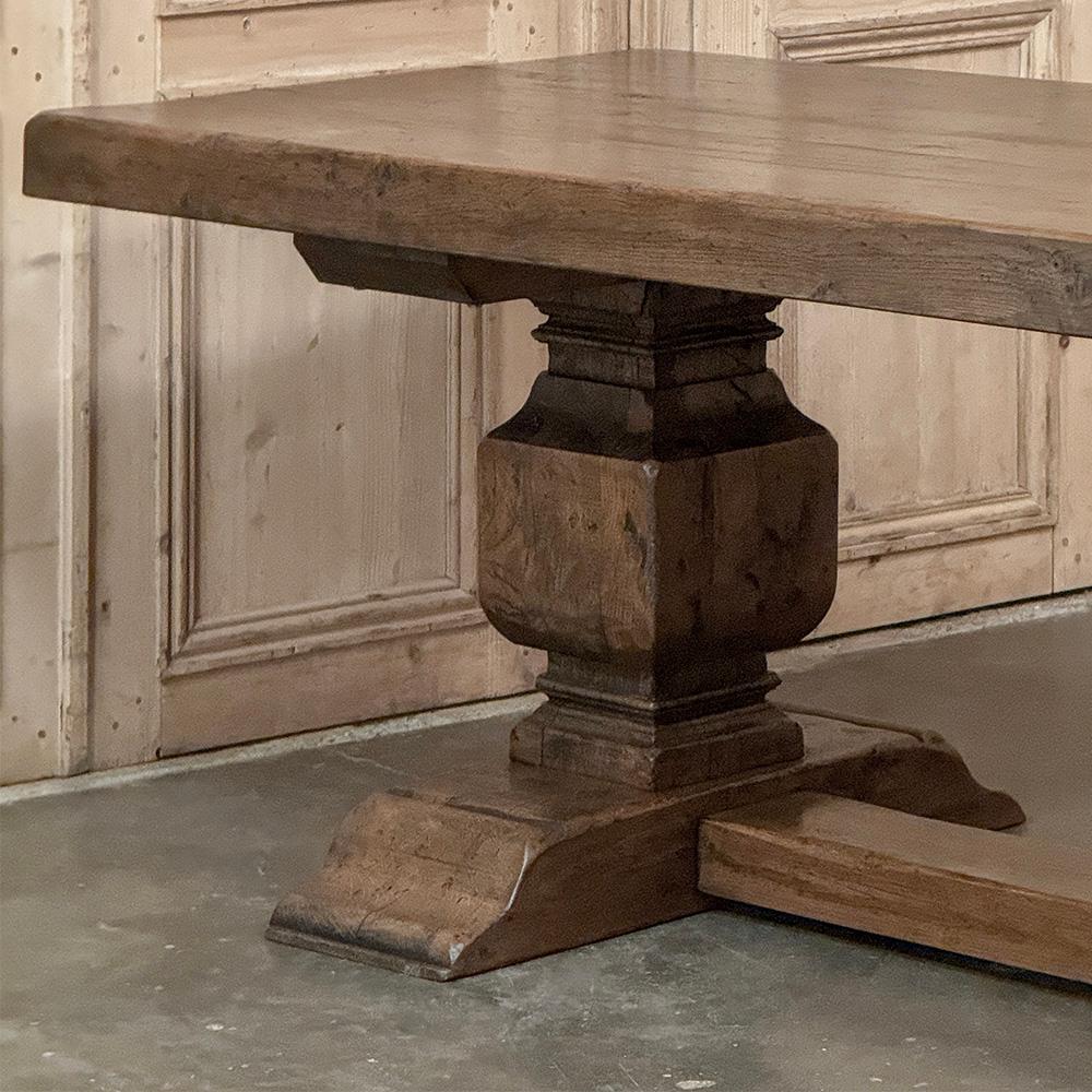 Antique Rustic European Double Pedestal Trestle Dining Table For Sale 3