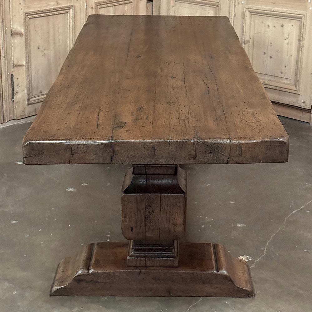 Antique Rustic European Double Pedestal Trestle Dining Table For Sale 4