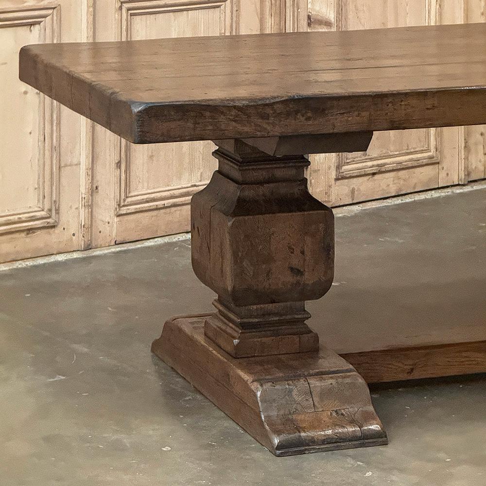 Antique Rustic European Double Pedestal Trestle Dining Table For Sale 6