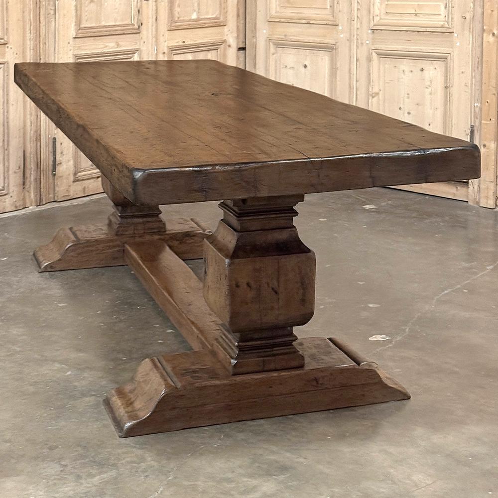 Antique Rustic European Double Pedestal Trestle Dining Table For Sale 8