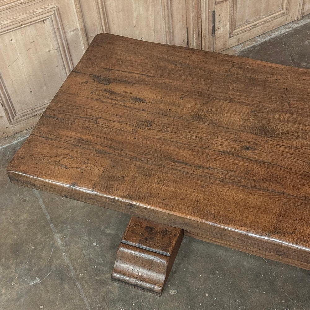 Antique Rustic European Double Pedestal Trestle Dining Table For Sale 9