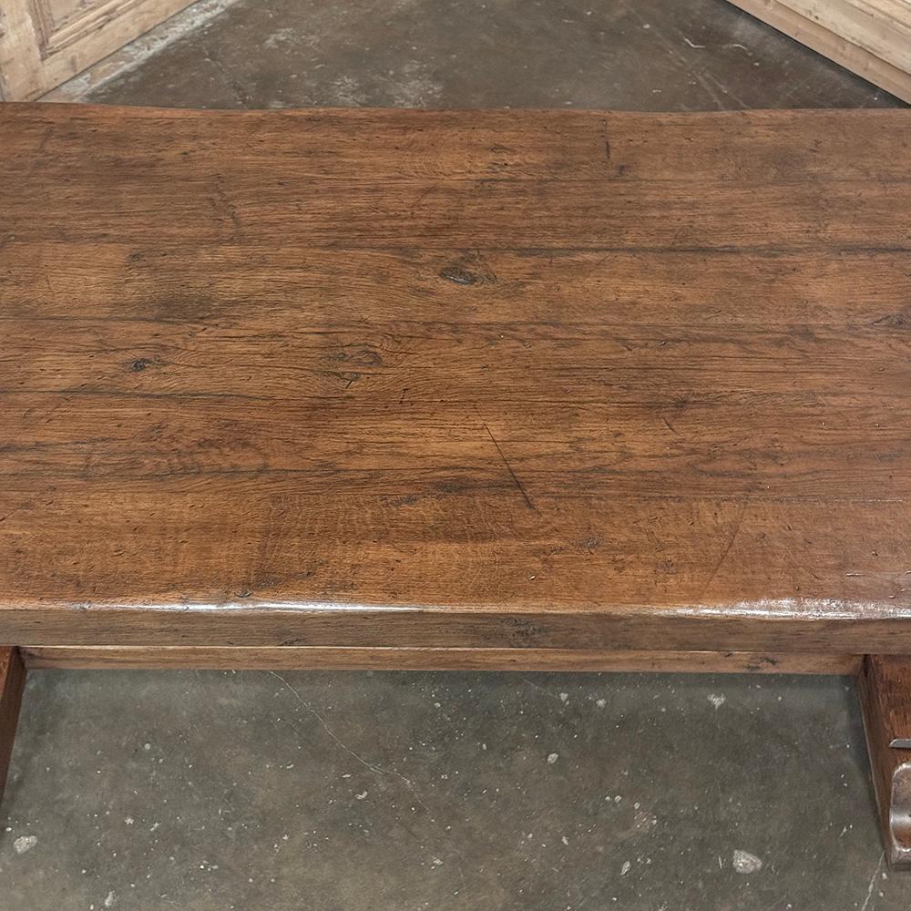 Antique Rustic European Double Pedestal Trestle Dining Table For Sale 10