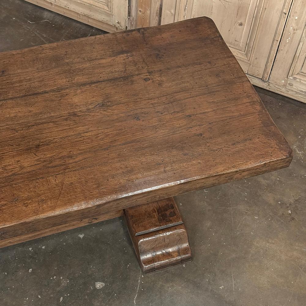Antique Rustic European Double Pedestal Trestle Dining Table For Sale 11