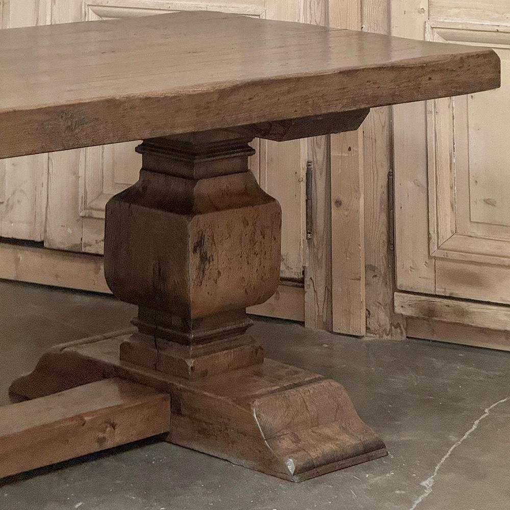 Antique Rustic European Double Pedestal Trestle Dining Table For Sale 1