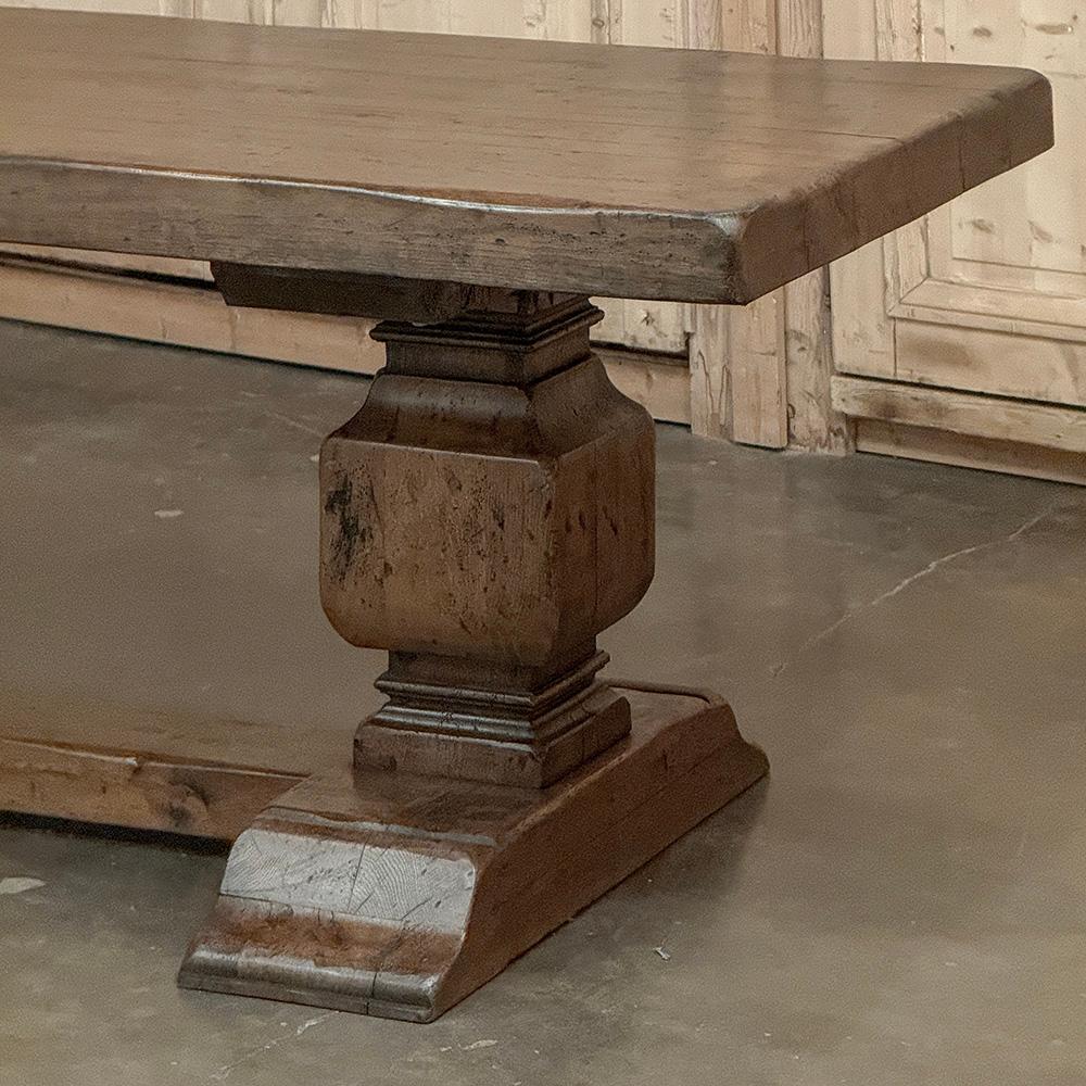 Antique Rustic European Double Pedestal Trestle Dining Table For Sale 2