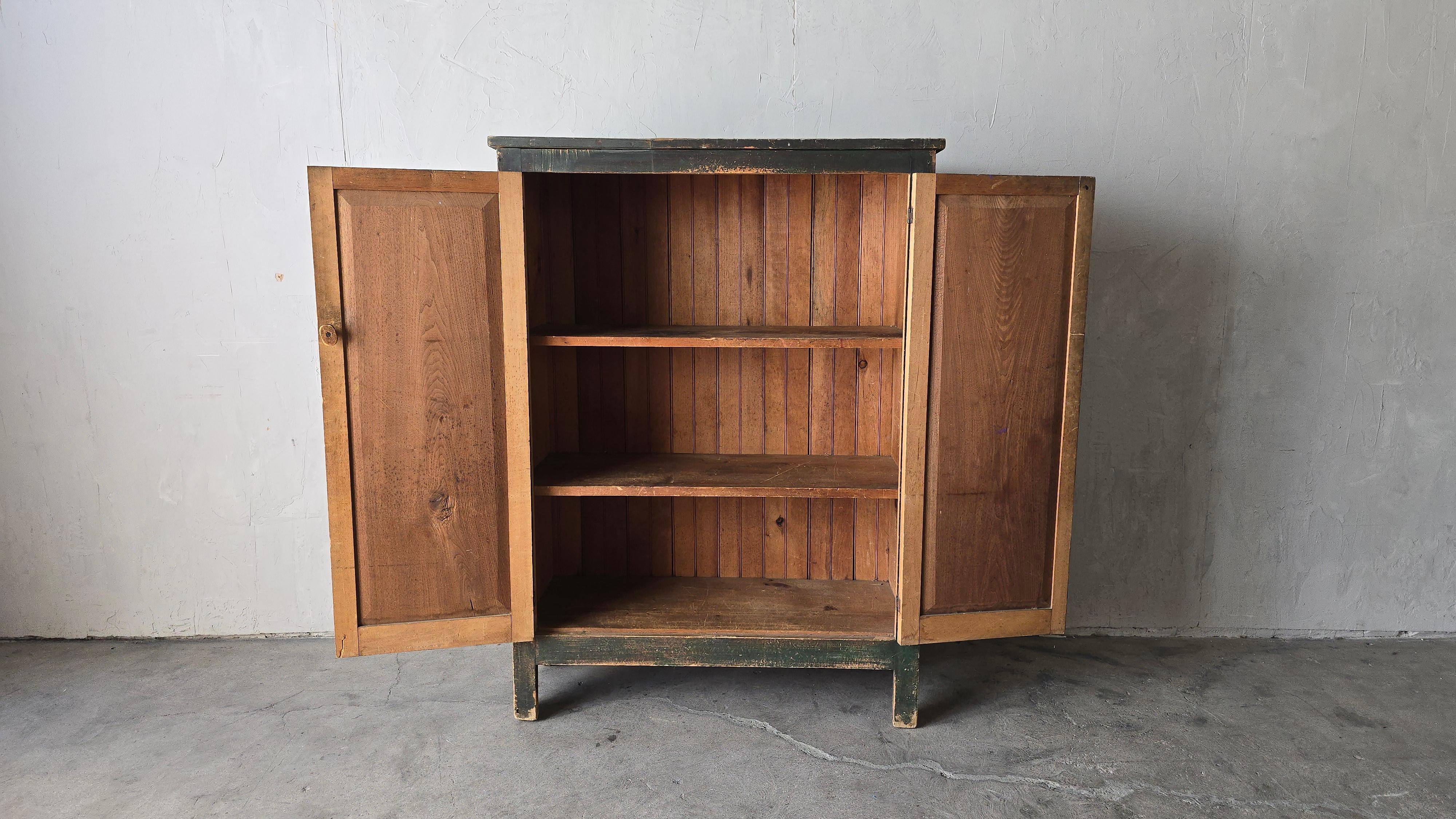 Wood Antique Rustic European Wabi Sabi Cabinet For Sale