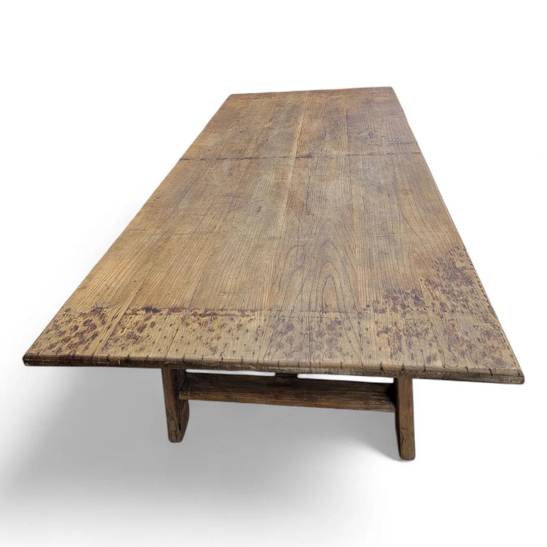 Antique Rustic Farm House Style Shanxi Provenance Elmwood Dining Table 5