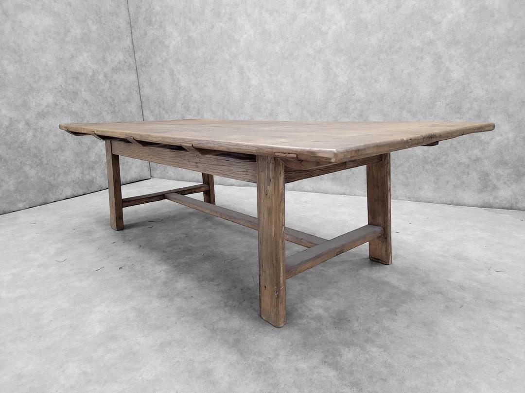 Antique Rustic Farm House Style Shanxi Provenance Elmwood Dining Table In Good Condition In Chicago, IL
