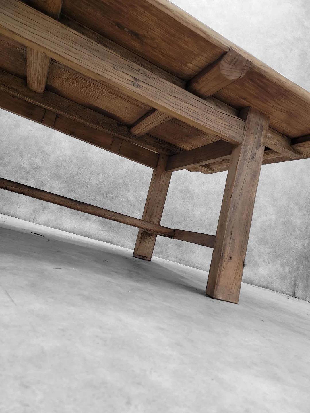 Antique Rustic Farm House Style Shanxi Provenance Elmwood Dining Table 4