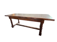 Antique Rustic Farm Table, Hand-Crafted Oak, Early 20th Century, Italy