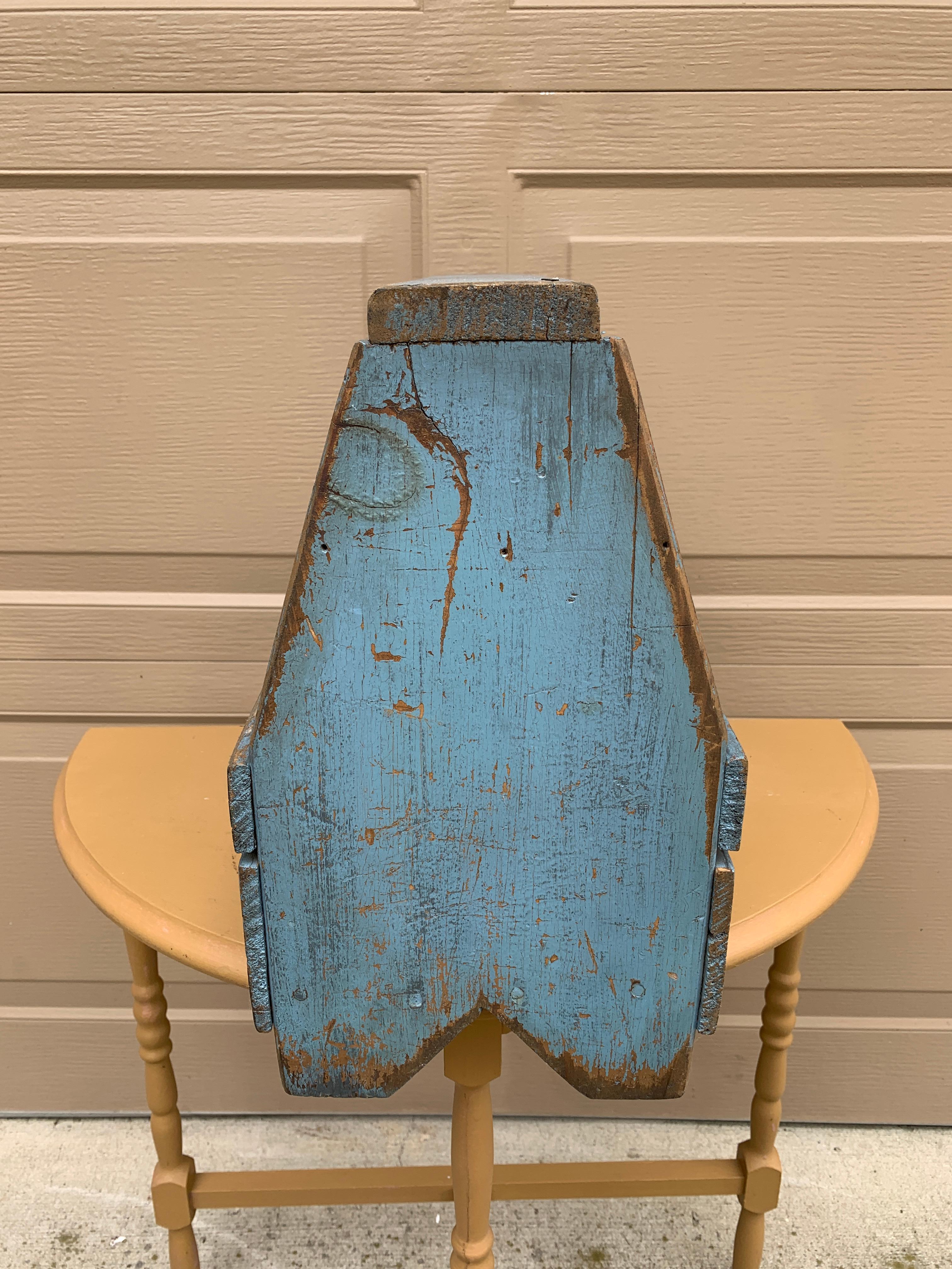 Antique Rustic Farmhouse Blue Wooden Trug or Tool Box For Sale 6