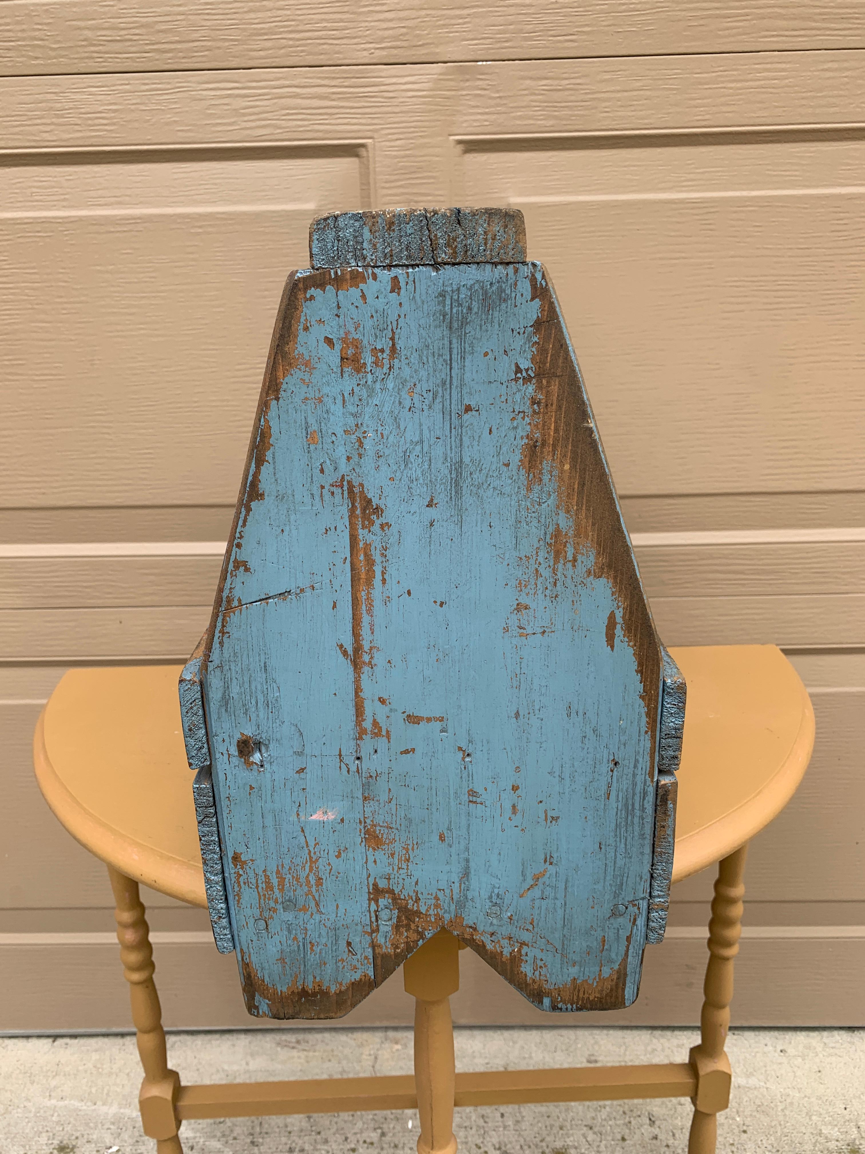 Antique Rustic Farmhouse Blue Wooden Trug or Tool Box For Sale 4