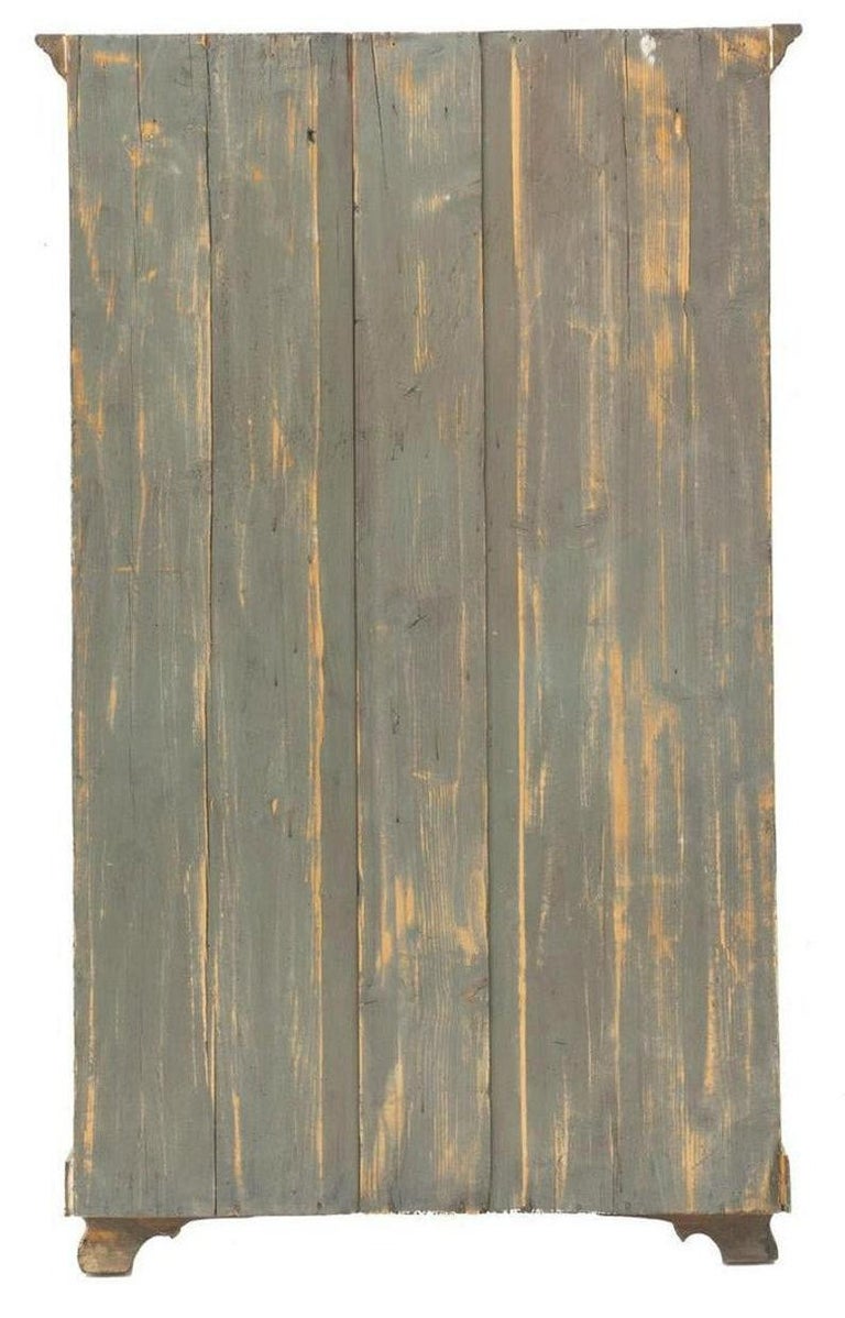 Antique Rustic Farmhouse Distressed Painted Pine Hall Tree For Sale at
