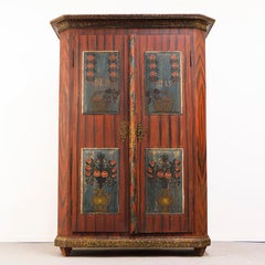 Antico armadio da sposa rustico dipinto del 1845