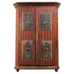 Antique Rustic Farmhouse Painted Bridal Cabinet from 1845