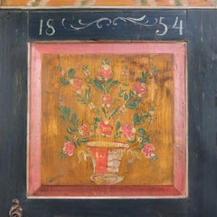 Antico gabinetto rustico di fattoria dipinto di arte popolare del 1854